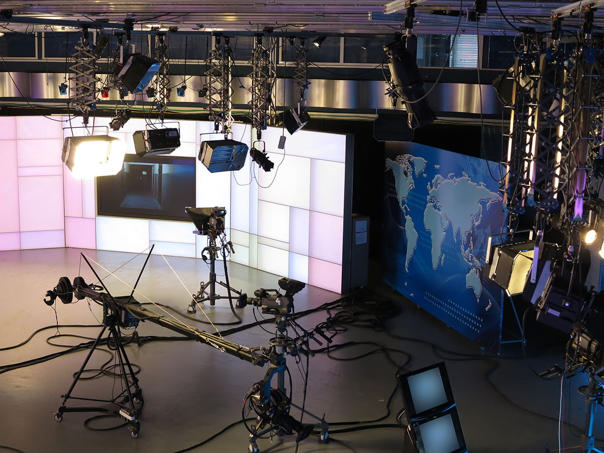 Television studio equipment, spotlight truss and professional ca